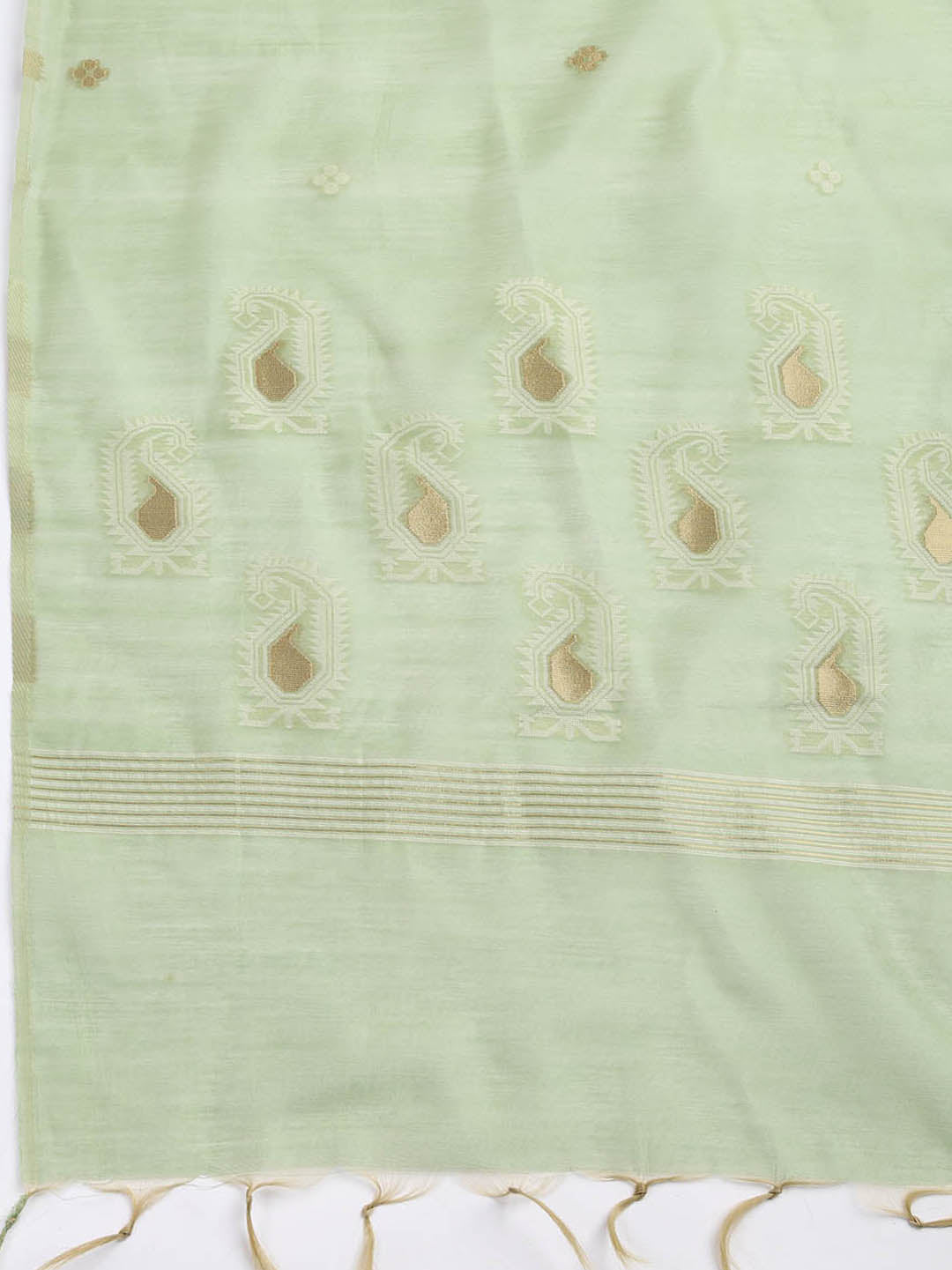 Jamdani Work Chanderi Unstitched Suit Piece With Dupatta