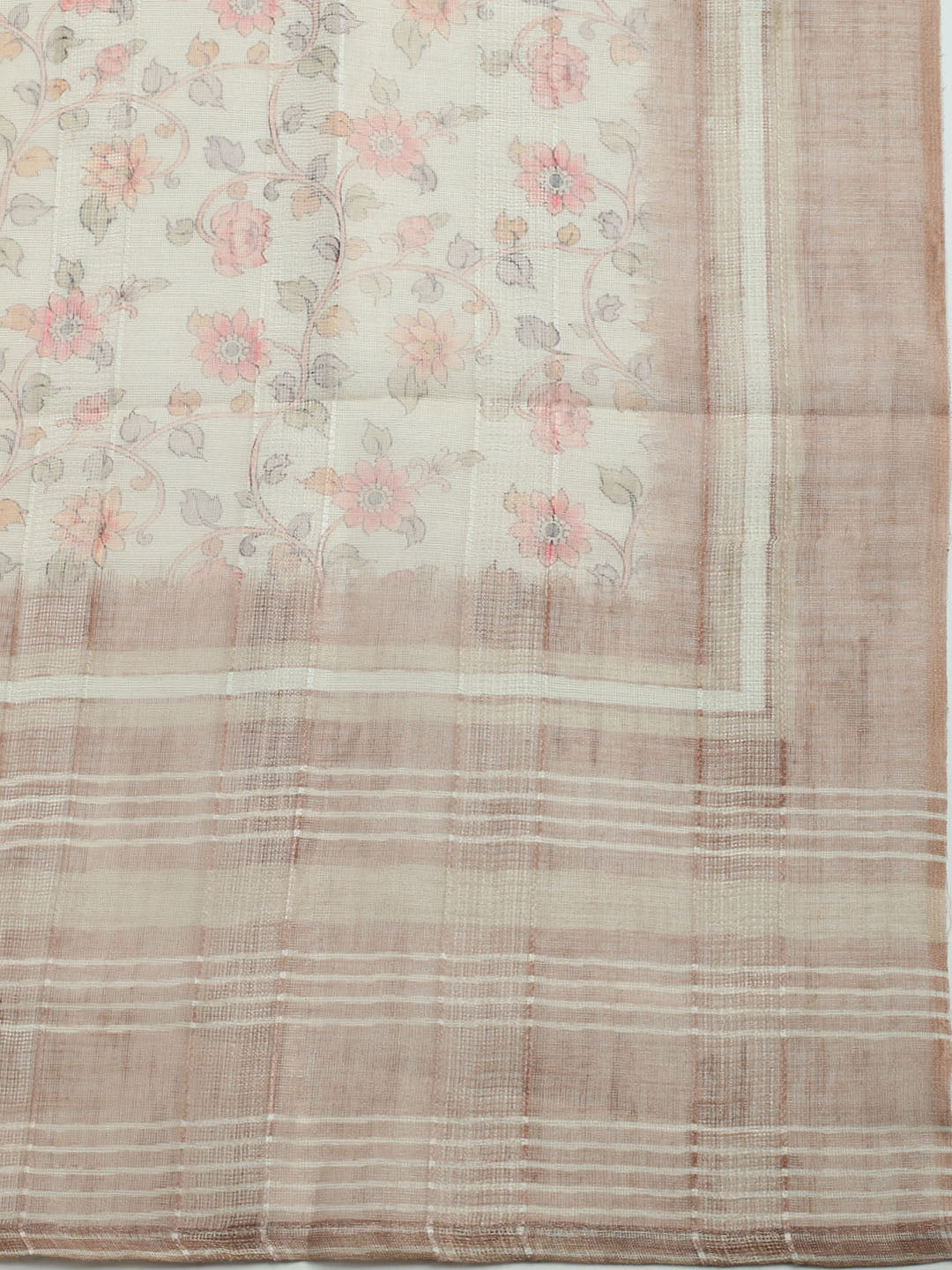 Embroidered Linen Unstitched Kurta With Pant &amp; Dupatta
