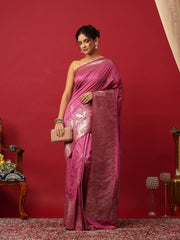 Woven Design Art Silk Onion Pink Saree