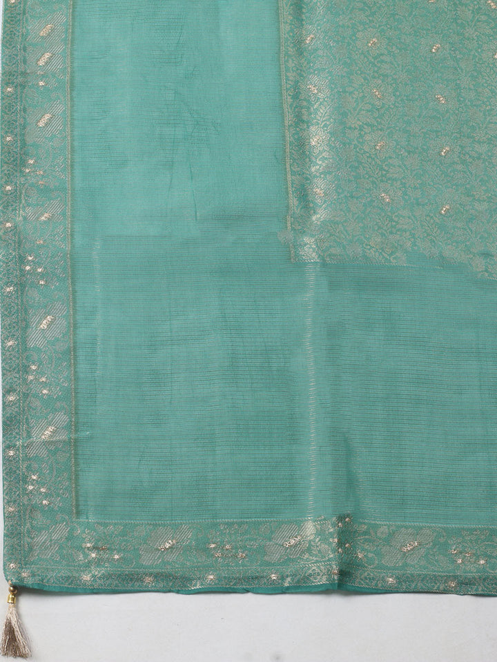 Woven Design Chanderi Unstitched Suit With Pant &amp; Dupatta