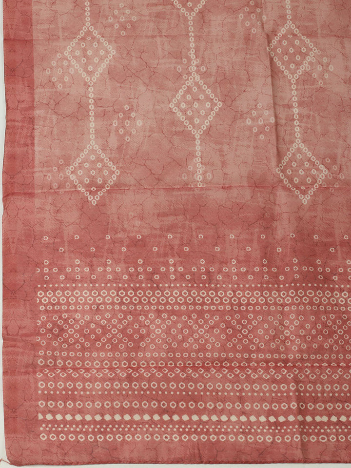 Printed Chanderi Unstitched Suit With Pant &amp; Dupatta