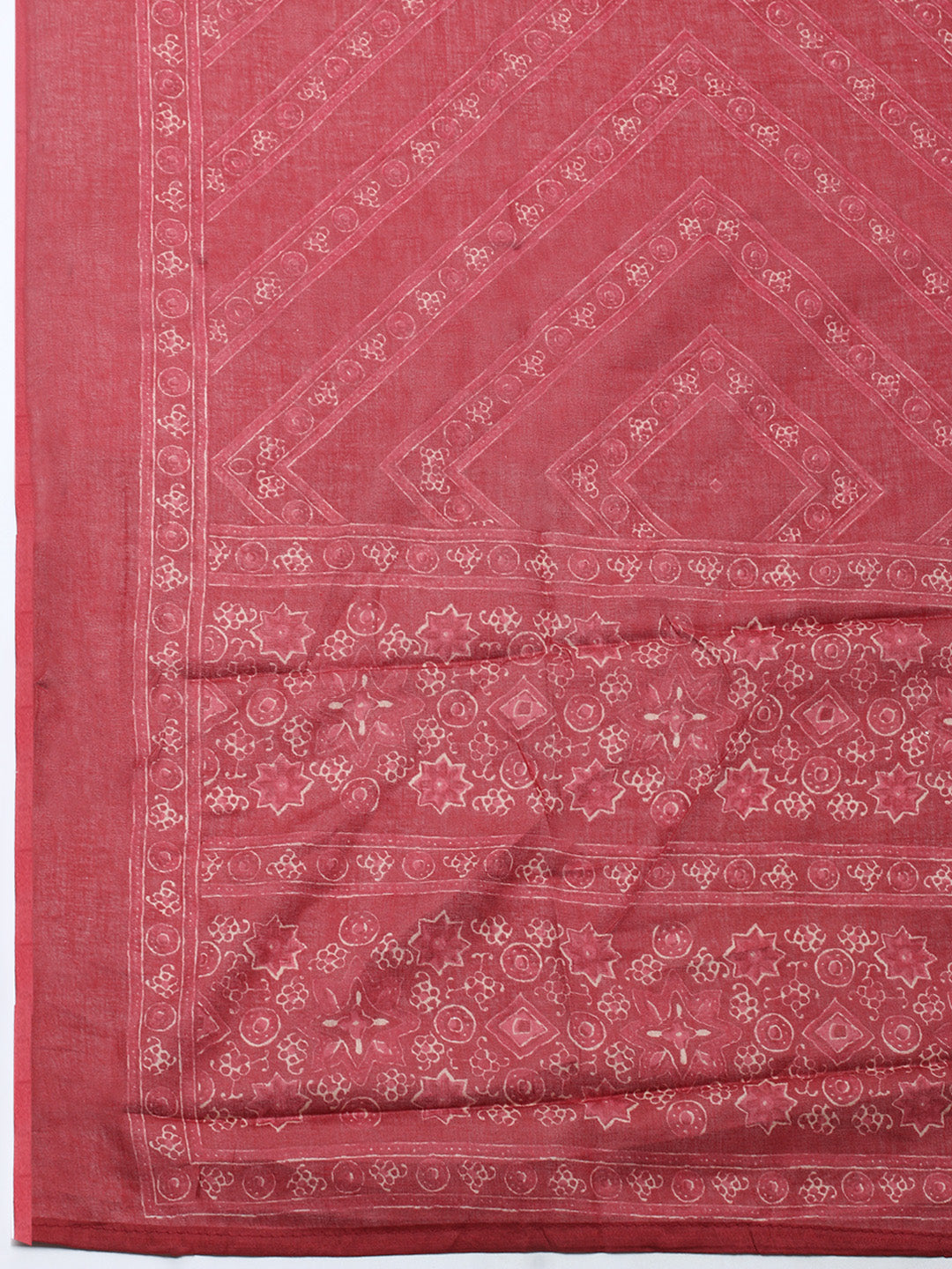 Printed Cotton Blend Unstitched Suit With Pant &amp; Dupatta