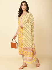 Printed Cotton Unstitched Suit Piece With Dupatta