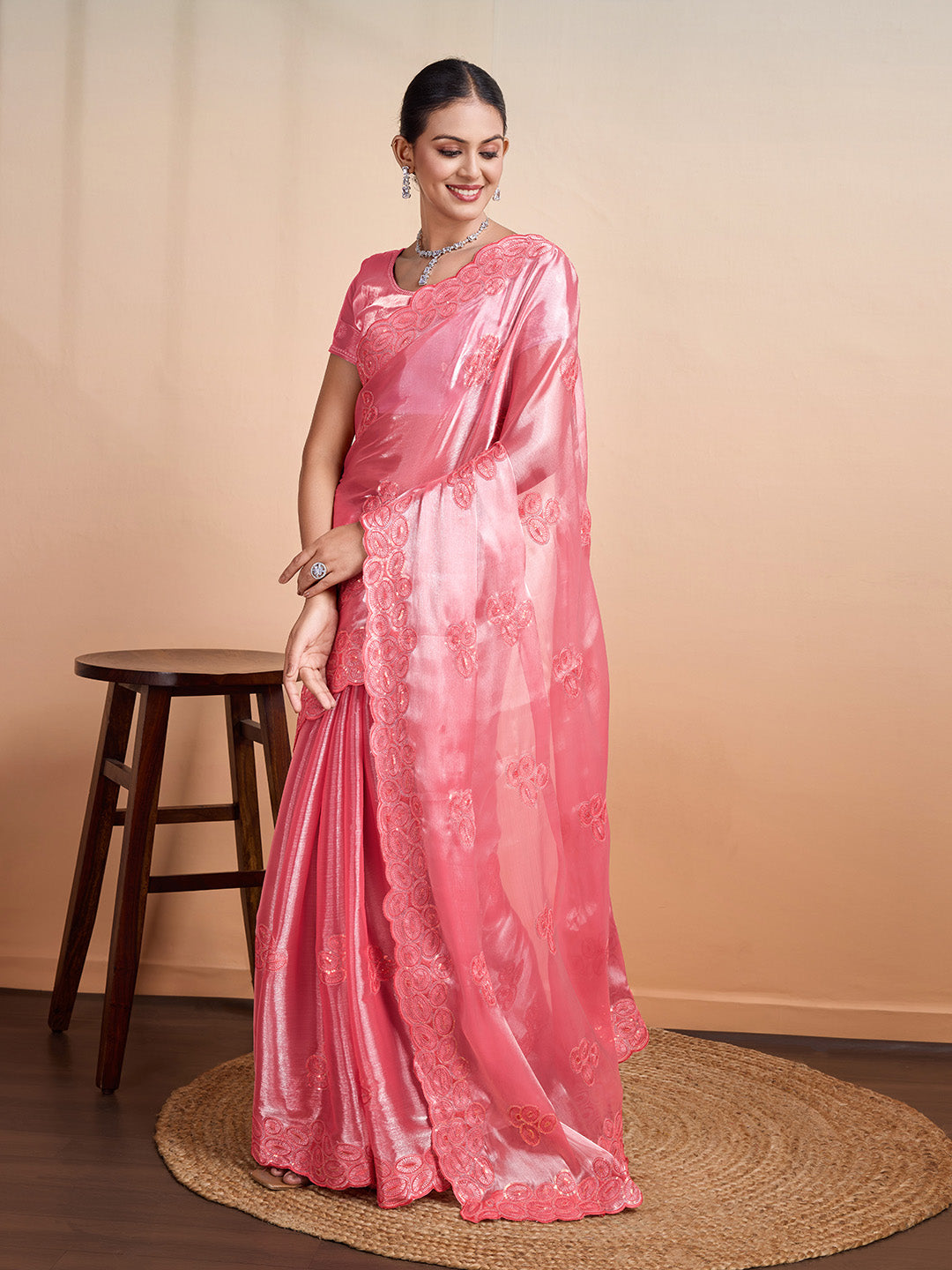 Embroidered Chiffon Saree