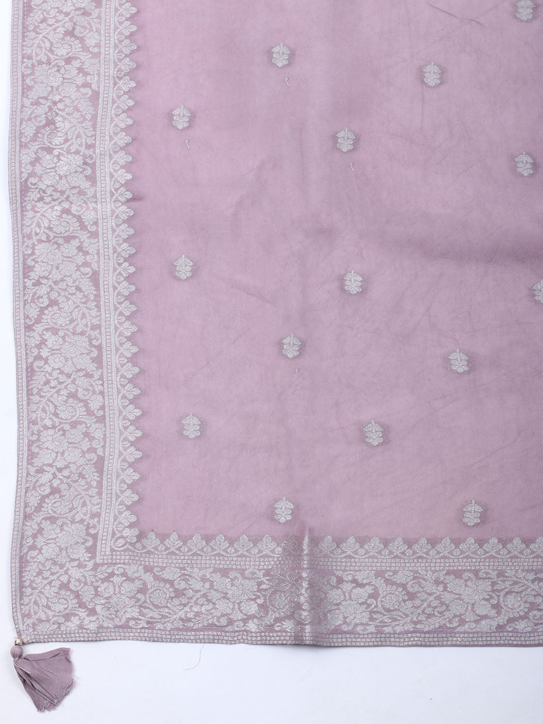 Embroidered Art Silk Unstitched Suit With Dupatta