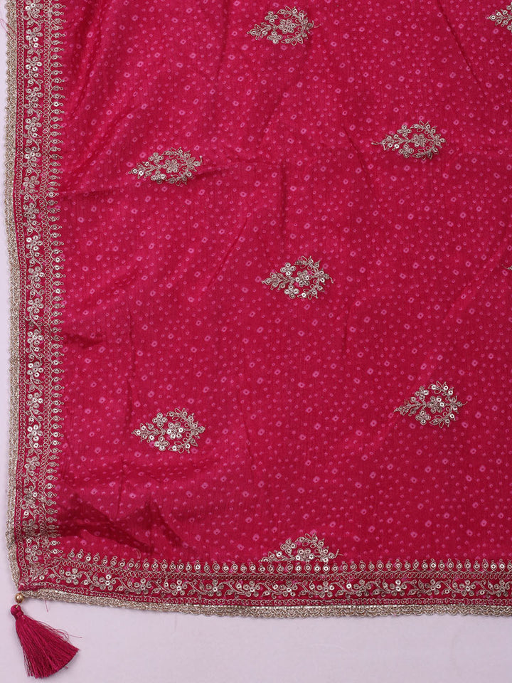 Embroidered Art Silk Unstitched Suit With Dupatta