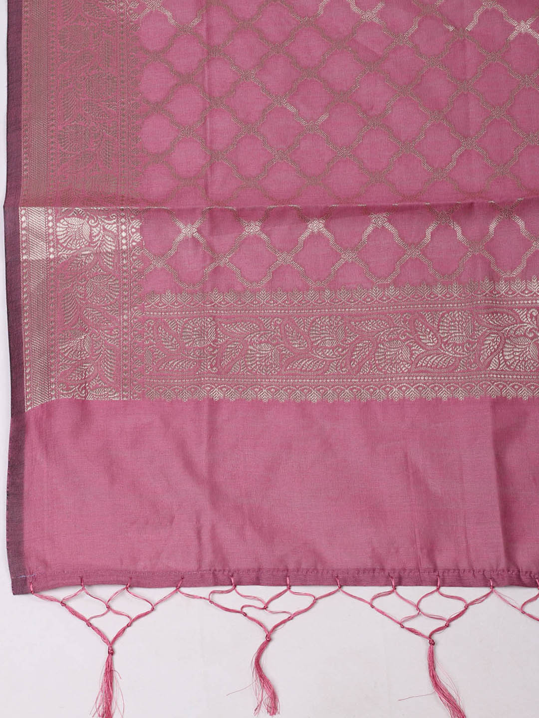 Woven Design Chanderi Unstitched Suit With Pant &amp; Dupatta