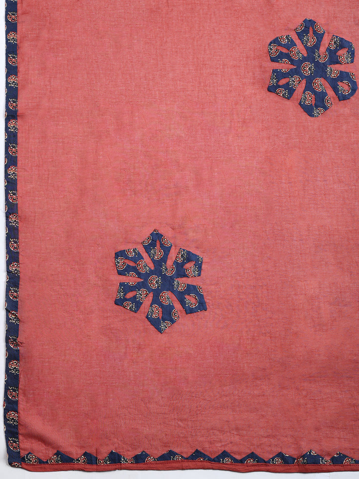 Printed Cotton Blend Unstitched Suit With Pant &amp; Dupatta