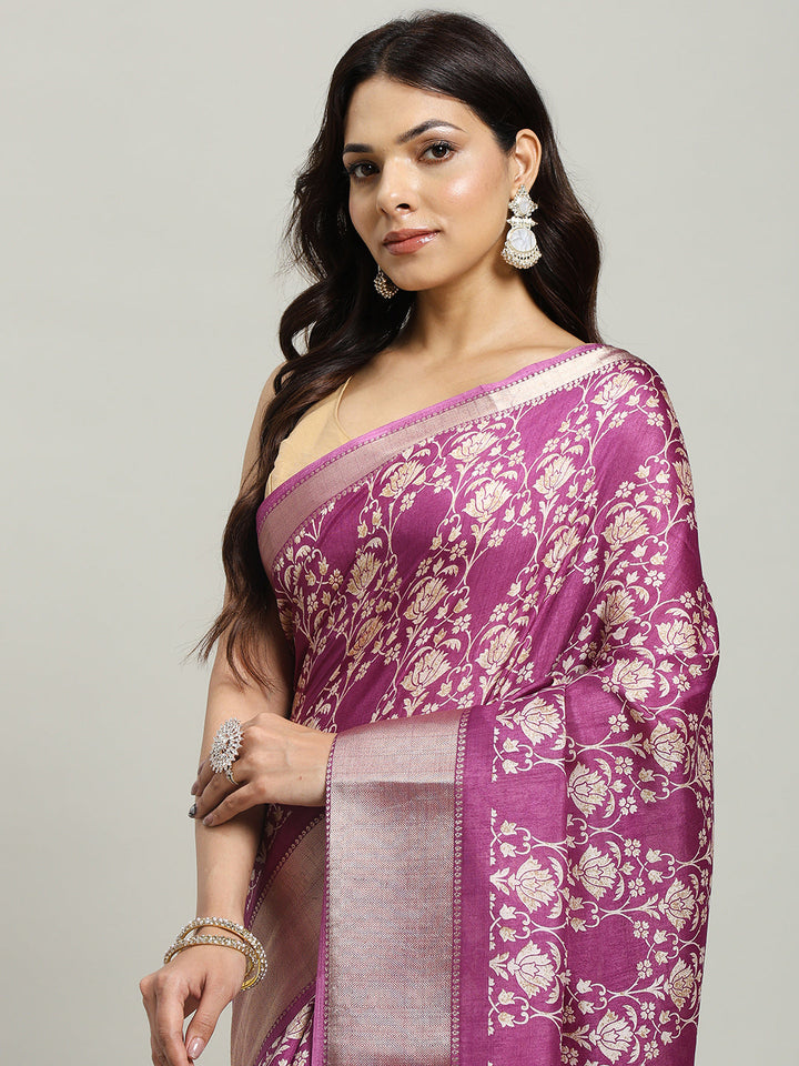 Ajrak Printed Cotton Blend Woven Saree