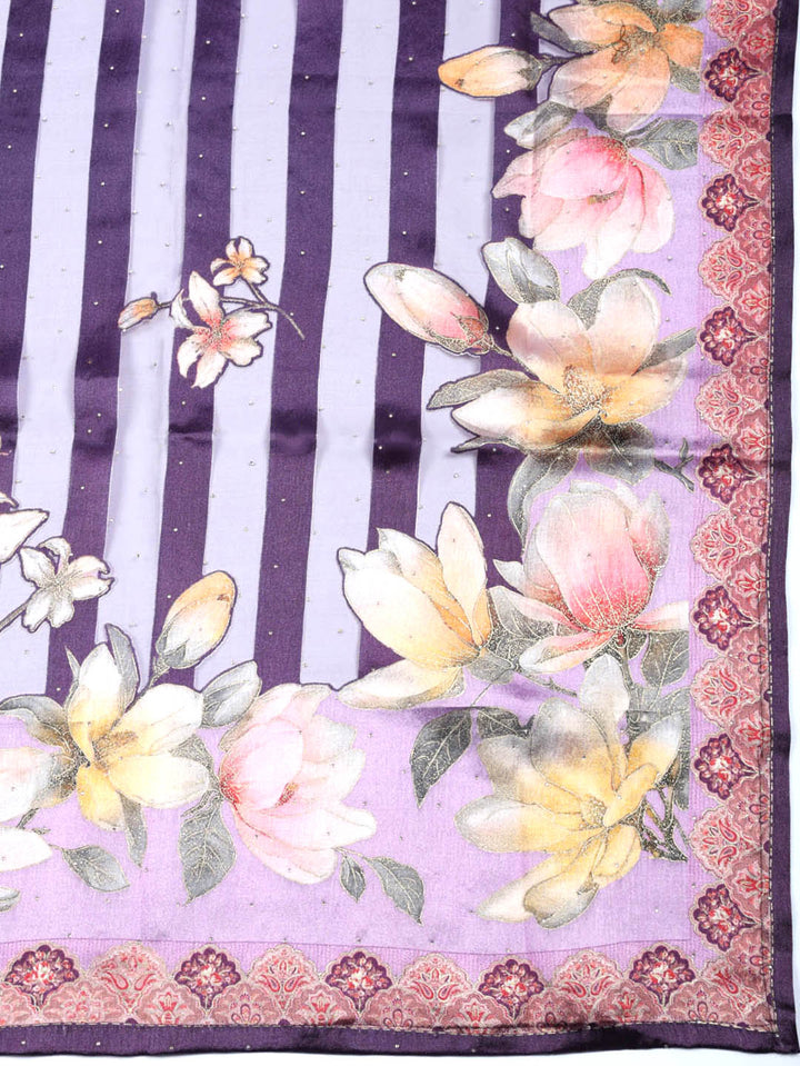 Woven Design Georgette Unstitched Suit With Pant &amp; Dupatta
