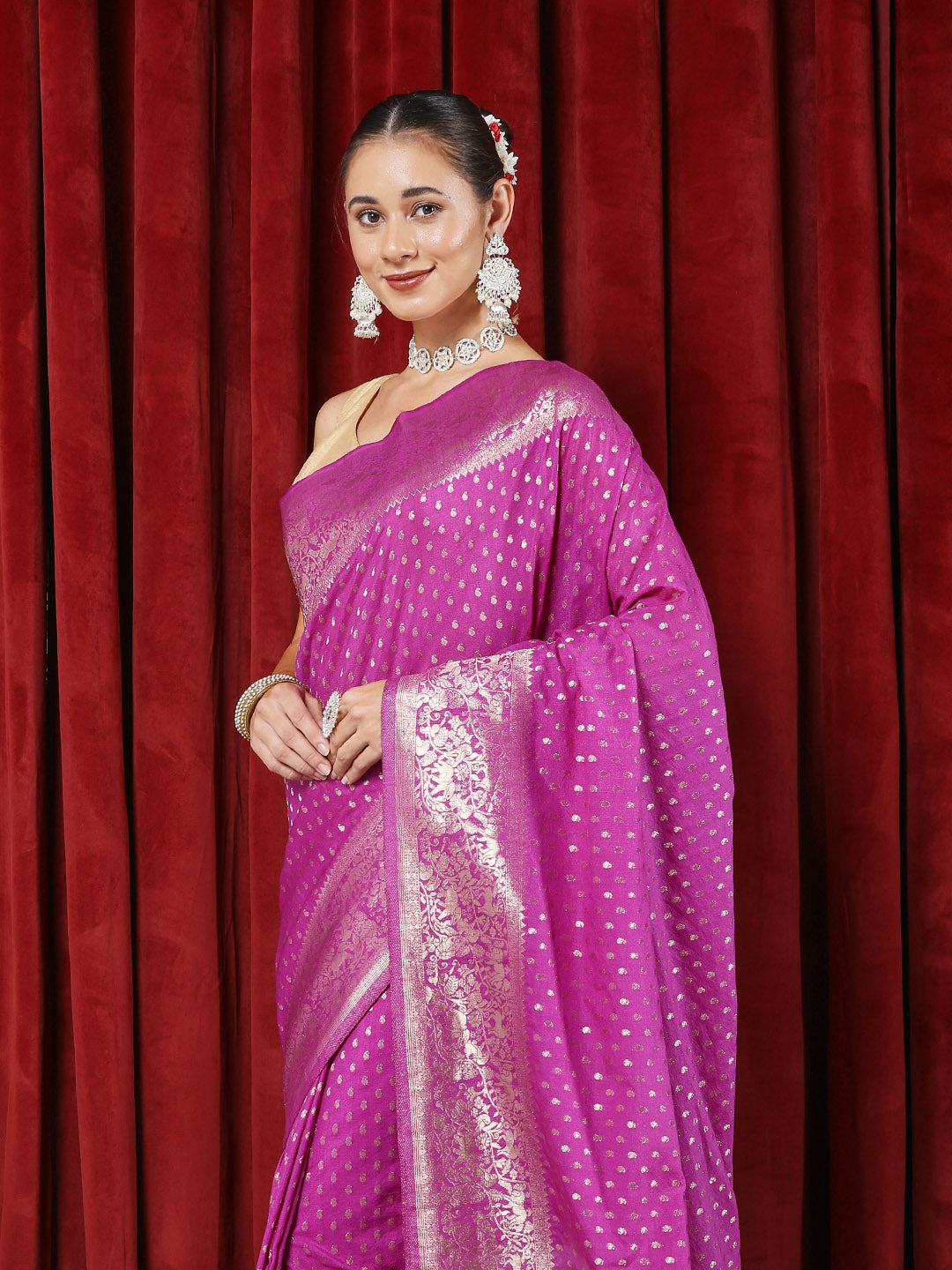Zaari Jaal Crepe Saree