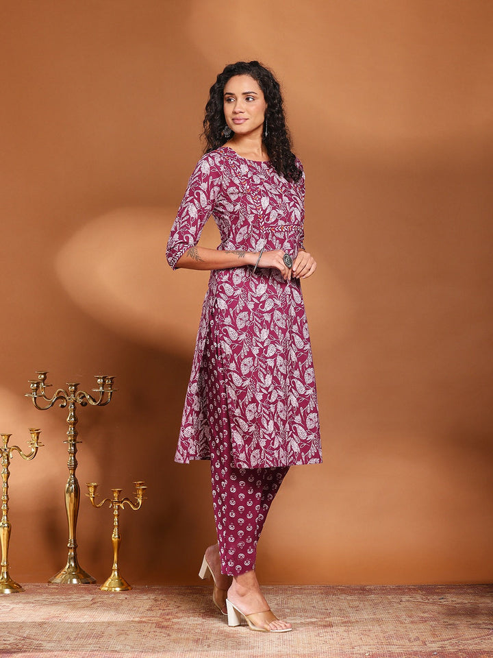 Printed Cotton Kurta With Pant &amp; Dupatta