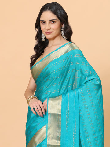 Plain Zari Border Organza Saree