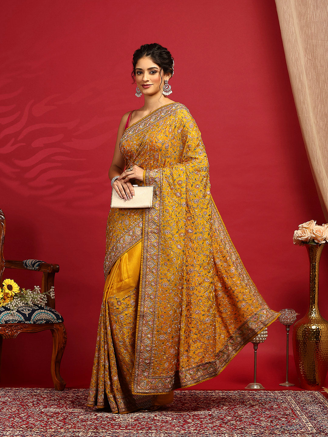 Embroidered Georgette Saree
