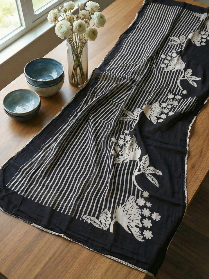 Embroidered Cotton Blend Unstitched Suit With Pant &amp; Dupatta