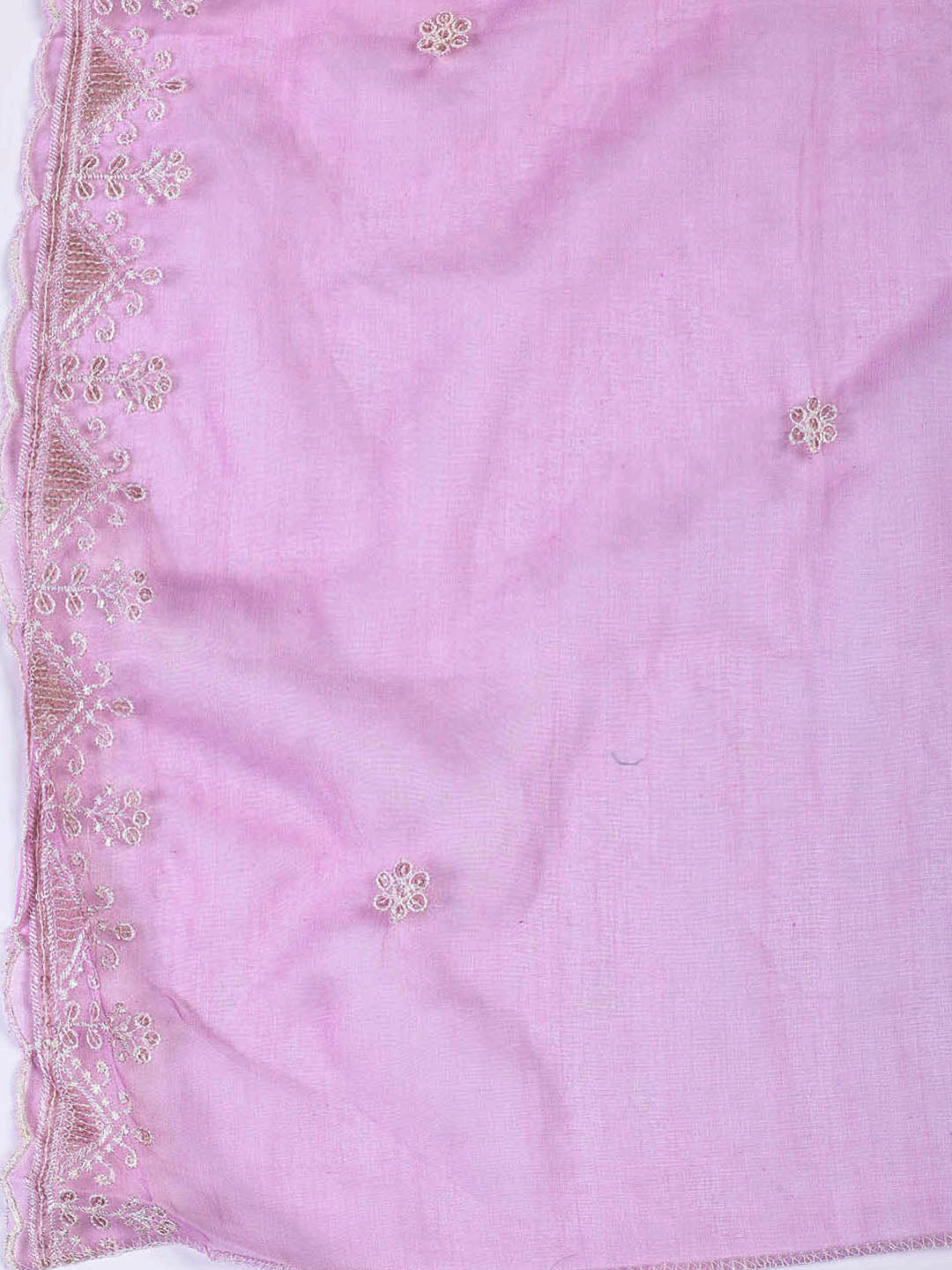 Neck Embroidered Chanderi Unstitched Suit With Dupatta