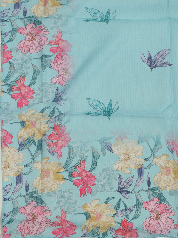 Printed Cotton Unstitched Suits Printed Suit With Pant &amp; Dupatta