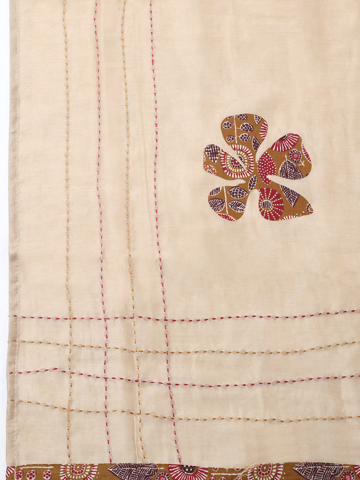 Embroidered, Cotton Blend Unstitched Suit With Pant &amp; Dupatta