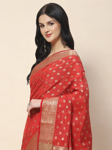 Zari Border Booti Woven Handloom Saree