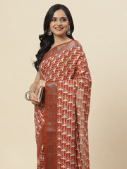 Block Abstract Printed Handloom Saree