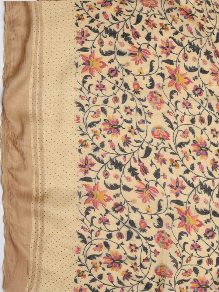 Printed Cotton Blend Unstitched Suit With Dupatta