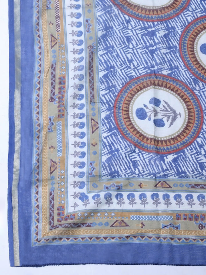 Embroidered Cotton Blend Unstitched Suit With Pant &amp; Dupatta