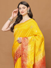 Zari Border Booti Art Silk Woven Saree