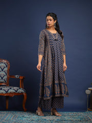 Printed Cotton Kurta With Pant & Dupatta