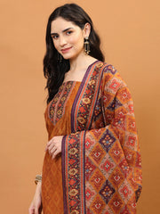 Printed Chanderi Unstitched Suit Piece With Dupatta