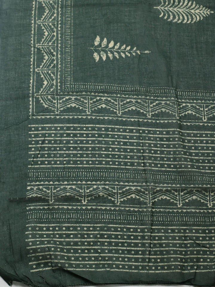 Printed Cotton Blend Unstitched Suit With Pant &amp; Dupatta