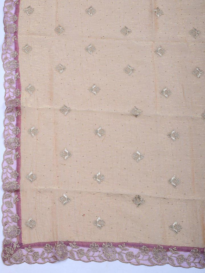 Embroidered Tissue Unstitched Suit With Pant &amp; Dupatta