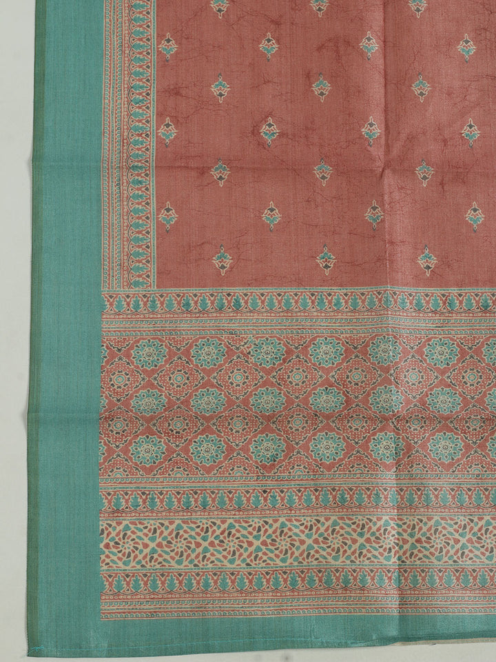 Printed Cotton Unstitched Suit With Pant &amp; Dupatta