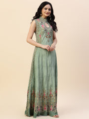 Digital Printed Crepe Gown