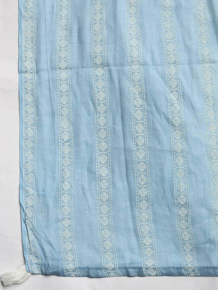 Neck Embroidered Cotton Blend Unstitched Suit With Dupatta