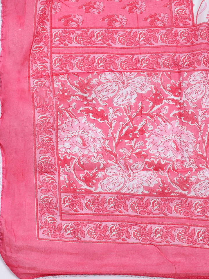 Printed Cotton Blend Unstitched Suit With Dupatta