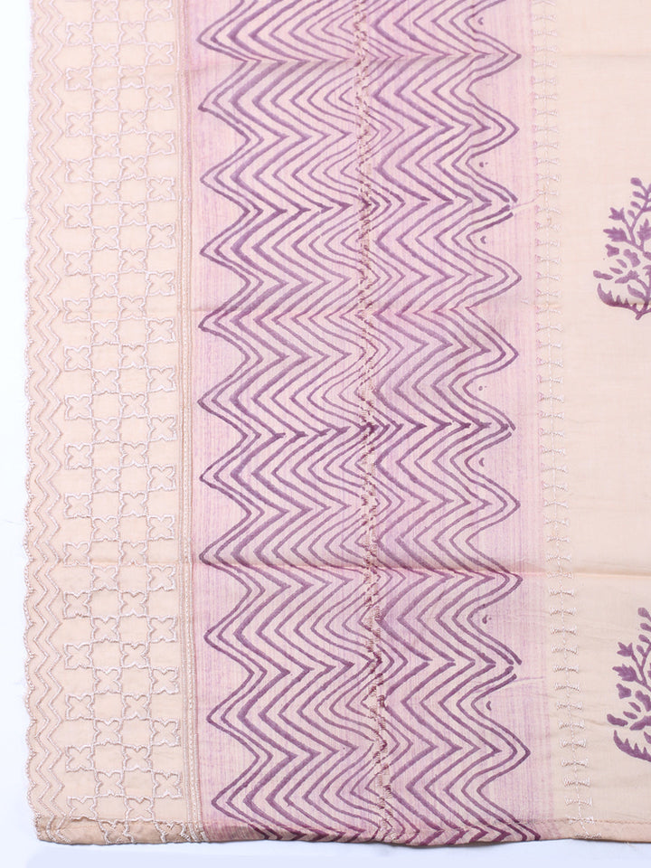 Embroidered Cotton Blend Unstitched Suit With Pant &amp; Dupatta