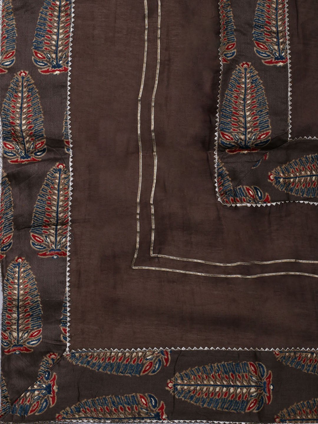 Neck Patti Cotton Blend Unstitched Suit With Dupatta