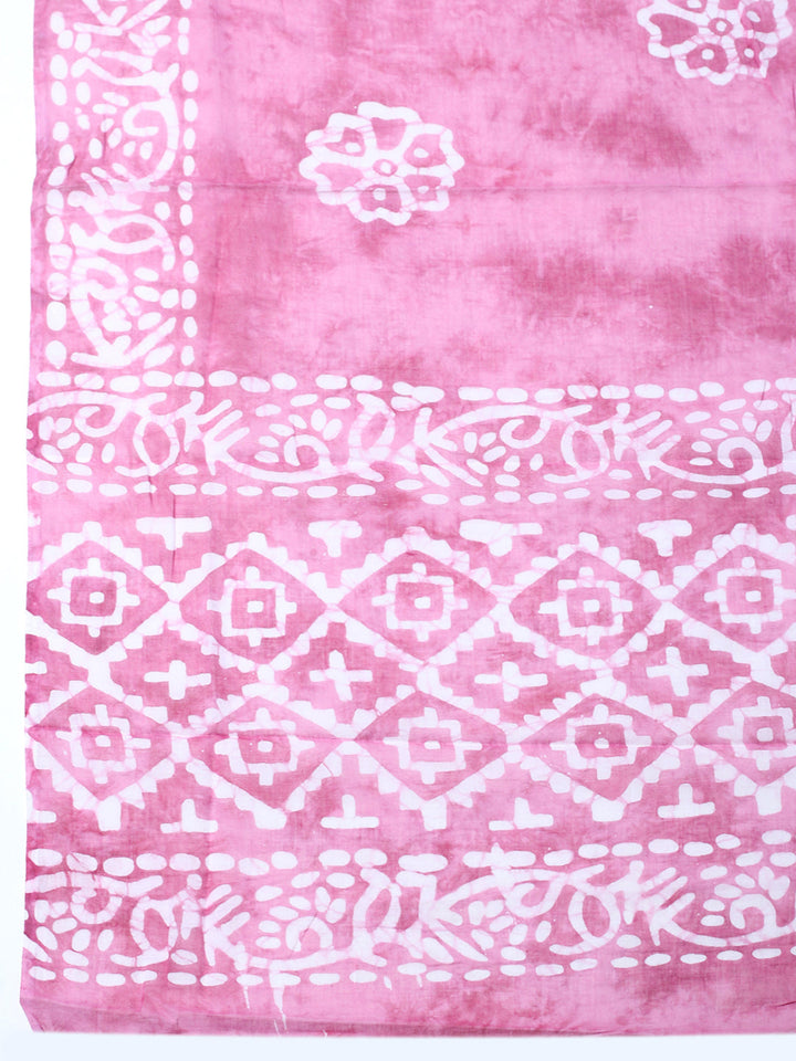 Printed Cotton Blend Unstitched Suit With Pant &amp; Dupatta