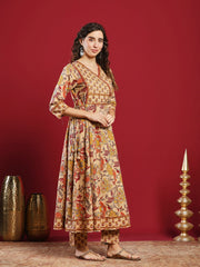 Printed Cotton Kurta With Pant & Dupatta