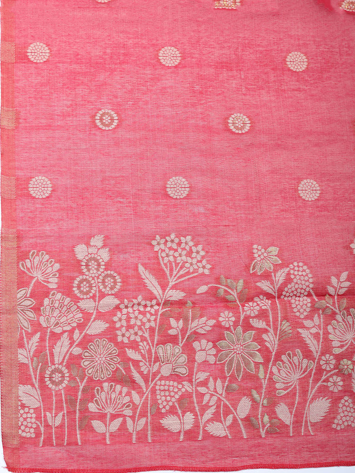 Embroidered Cotton Blend Unstitched Suit With Pant &amp; Dupatta