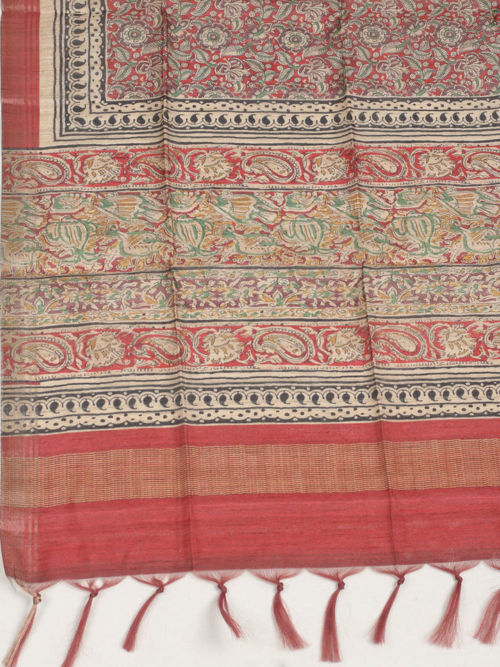 Embroidered Tussar Unstitched Suit With Dupatta