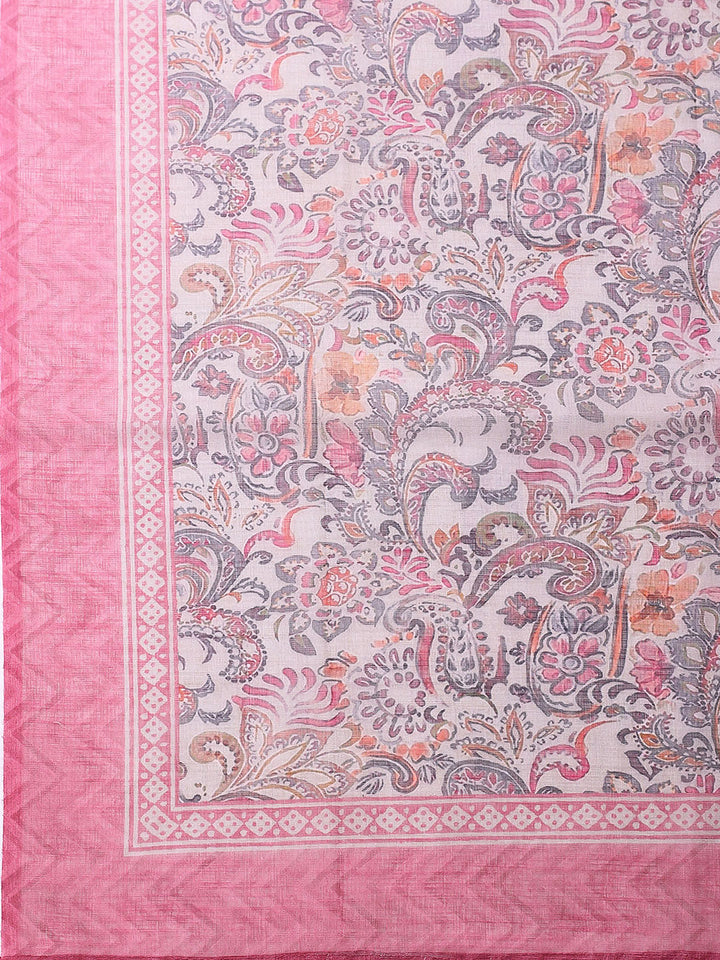 Embroidered Chanderi Unstitched Suit With Pant &amp; Dupatta