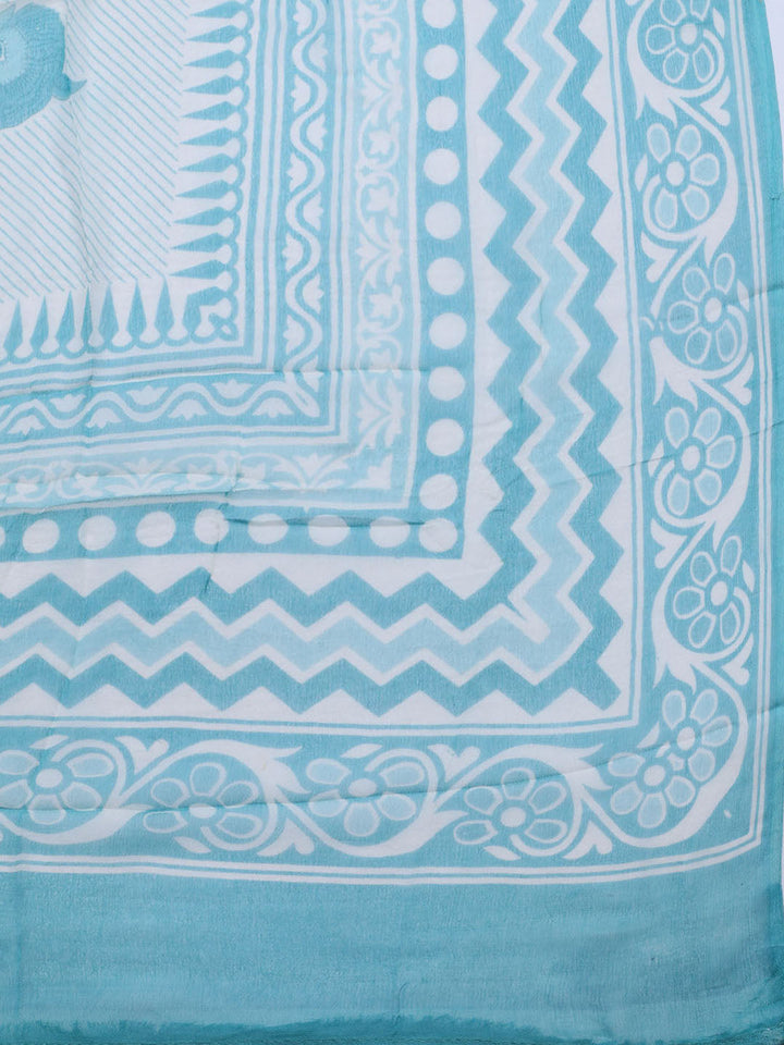 Printed Cotton Blend Unstitched Kurta With Pant &amp; Dupatta
