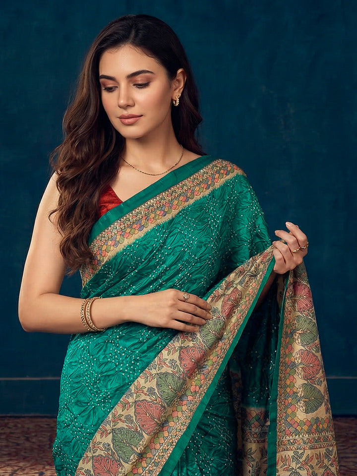 Printed Tussar Silk Saree