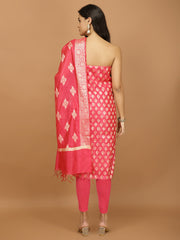 Woven Banarasi Chanderi Unstitched Suit With Dupatta