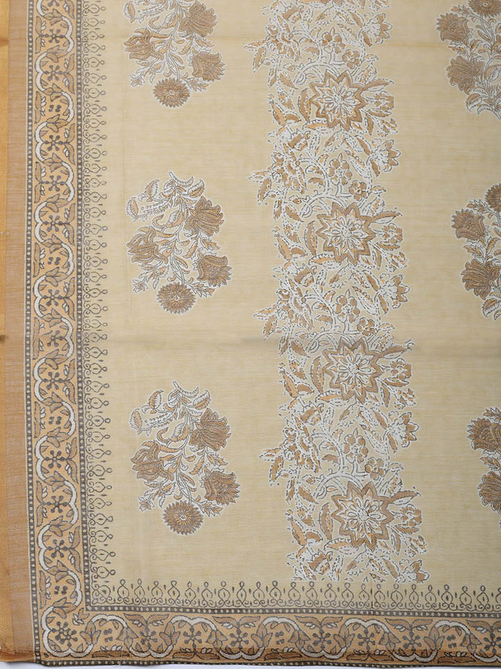 Embroidered Cotton Blend Unstitched Suit With Pant &amp; Dupatta