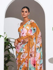 Floral Printed Georgette Saree