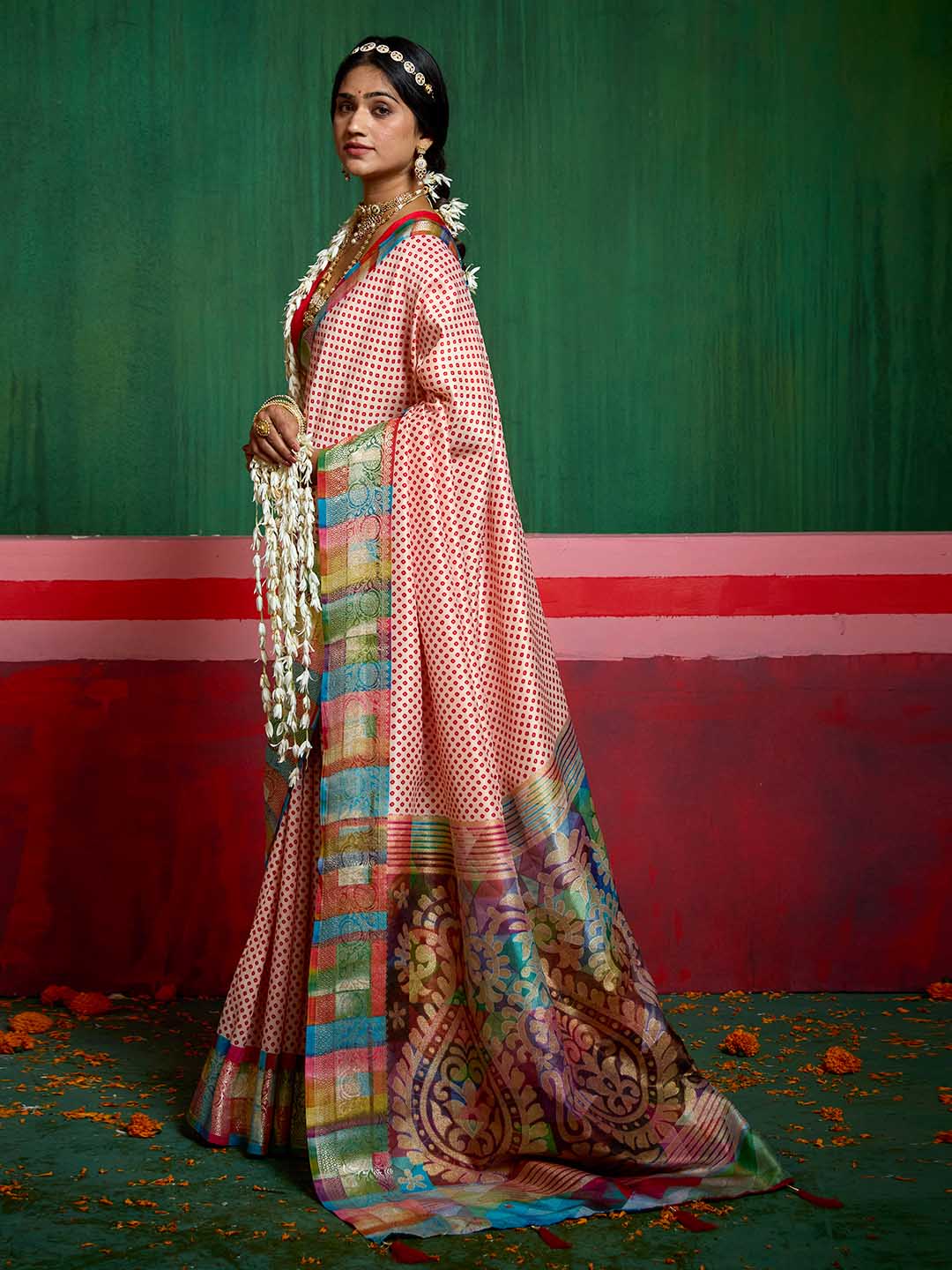 Bandhani Printed Art Silk Saree