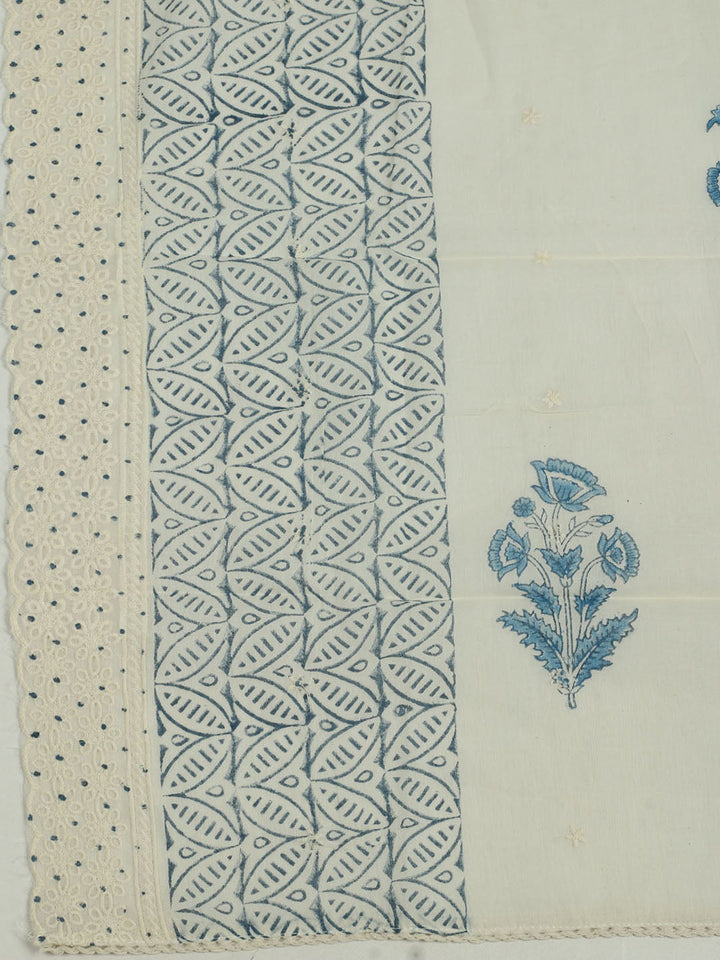 Printed Cotton Unstitched Suits Printed Suit With Pant &amp; Dupatta