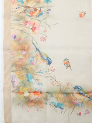 Printed Linen Blend Unstitched Suit With Pant & Dupatta